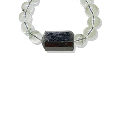 Protection Bracelet with Black Tourmaline, Green Phantom Quartz, Lava