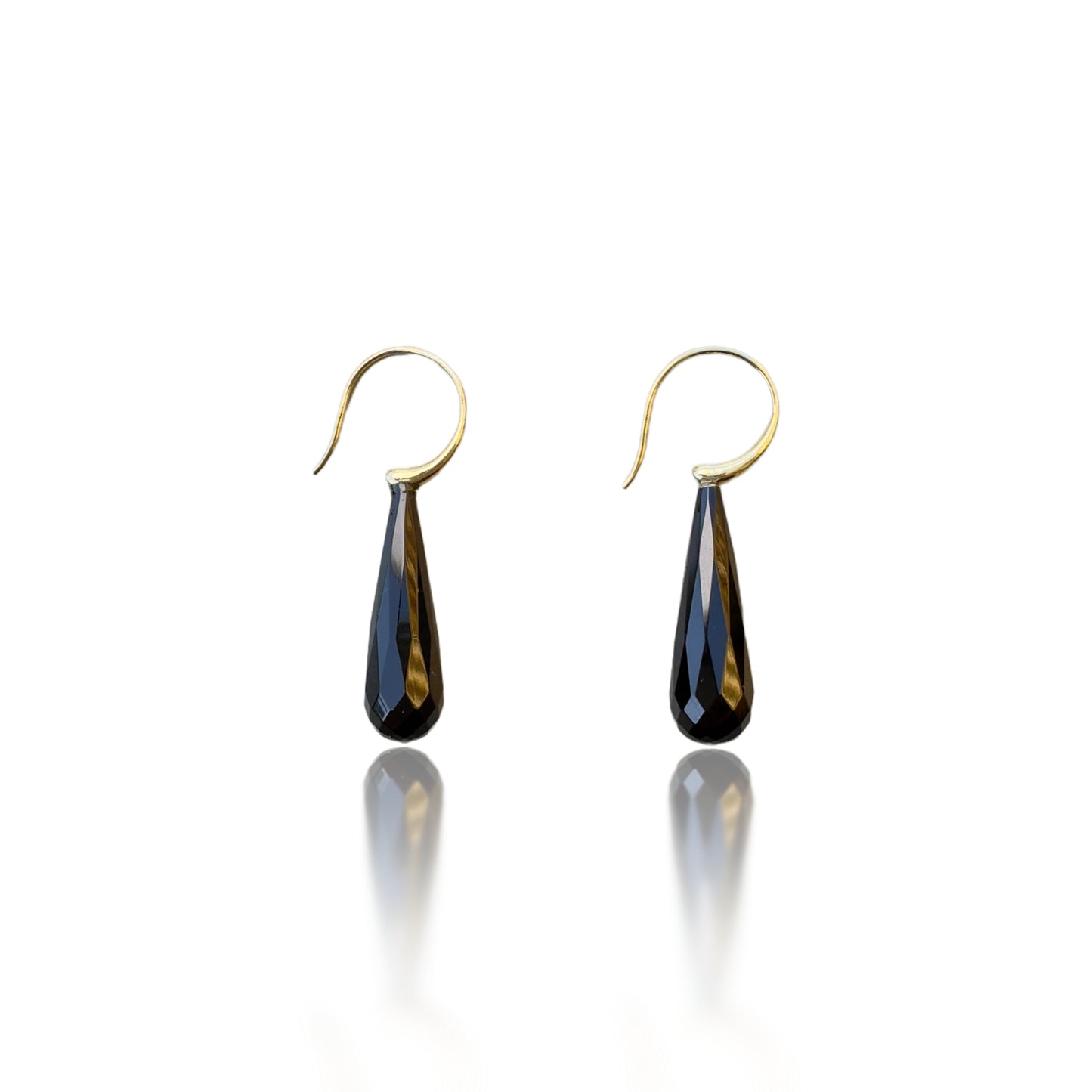 Protection Earring with Onyx Briolette and Yellow Gold