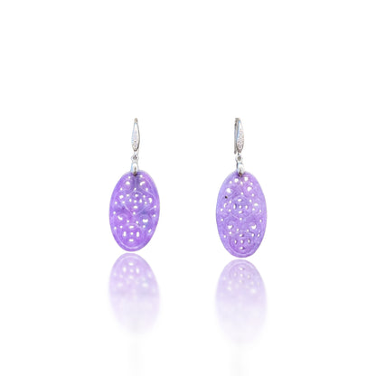 Protection Earrings with Purple Agate Carving