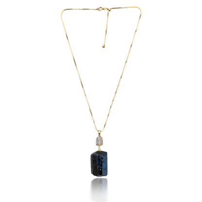 Protection Necklace with Black Tourmaline and Gold Rutilated Quartz