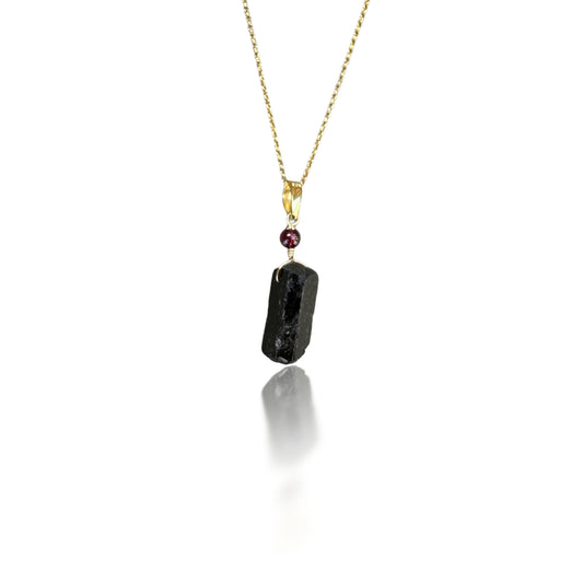 Protection Pendant with Black Tourmaline and Garnet (January Birthstone)
