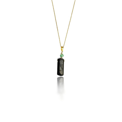 Protection Pendant with Black Tourmaline and Green Chalcedony
