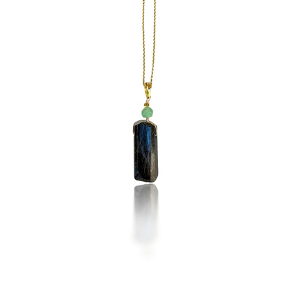 Protection Pendant with Black Tourmaline and Green Chalcedony