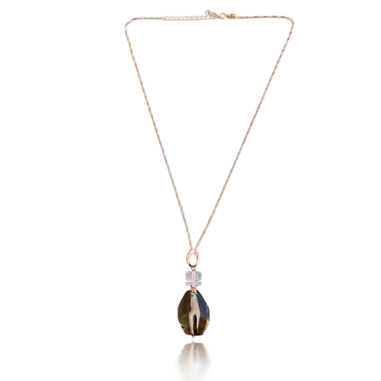 Protection Pendant with Smoky Quartz and Rose Quartz