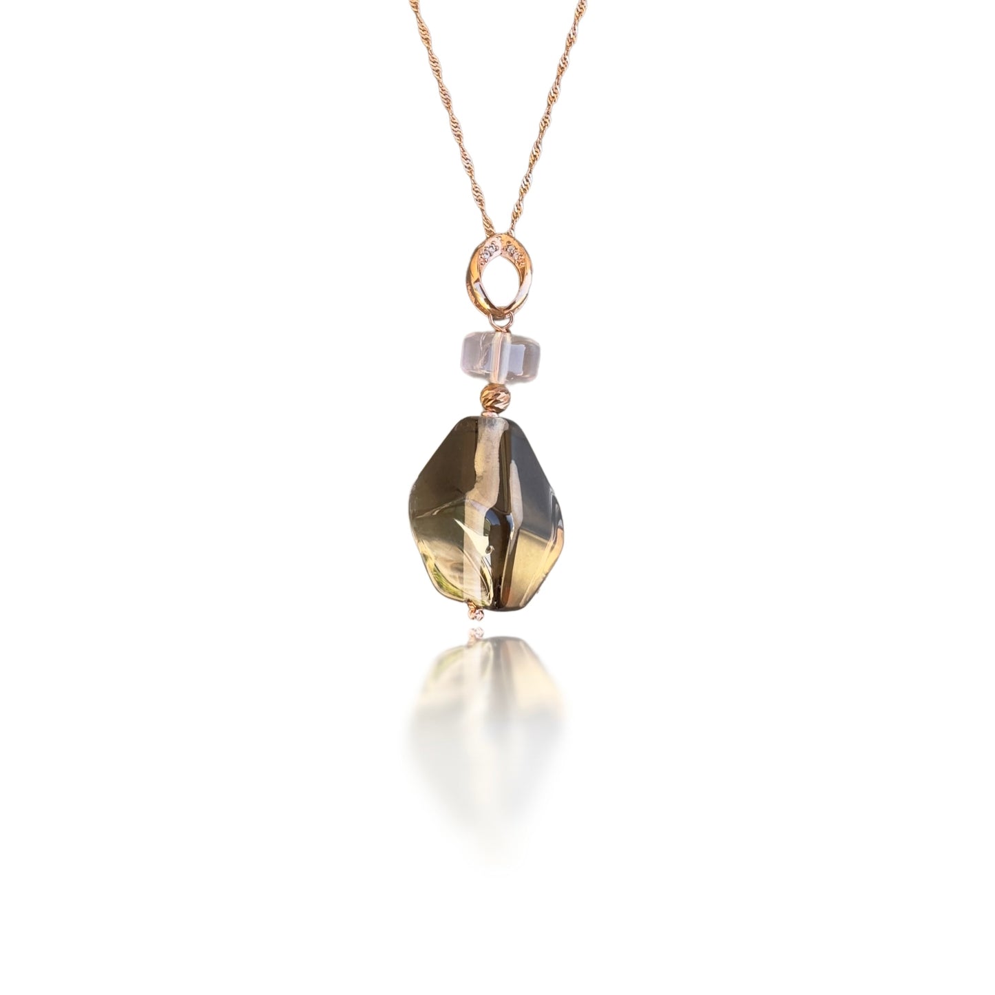 Protection Pendant with Smoky Quartz and Rose Quartz
