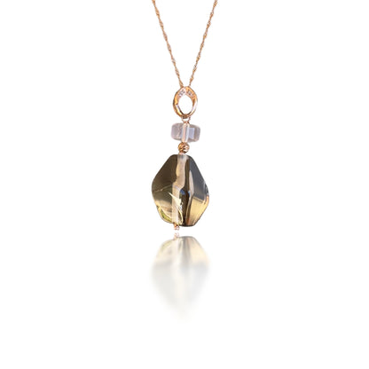 Protection Pendant with Smoky Quartz and Rose Quartz