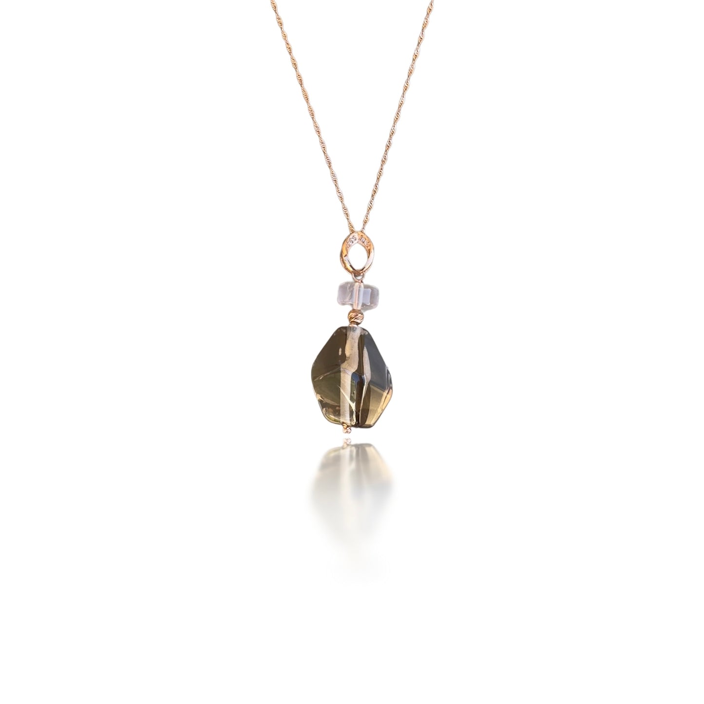 Protection Pendant with Smoky Quartz and Rose Quartz