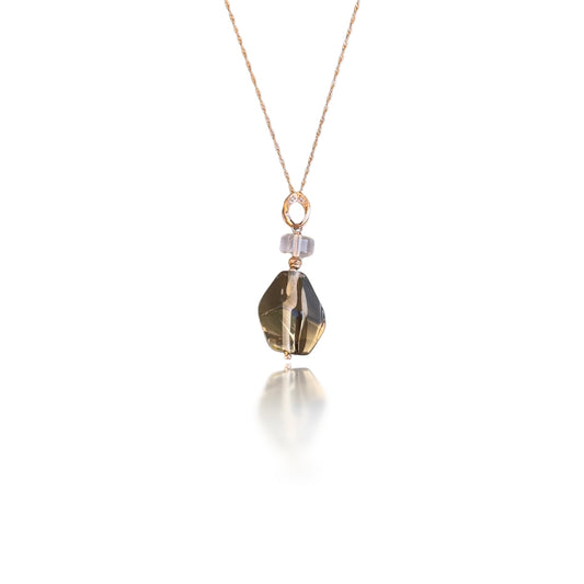 Protection Pendant with Smoky Quartz and Rose Quartz