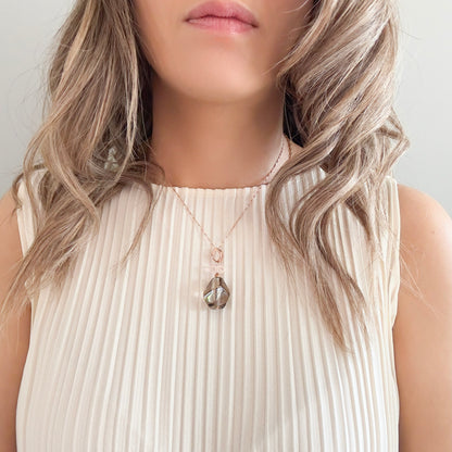 Protection Pendant with Smoky Quartz and Rose Quartz