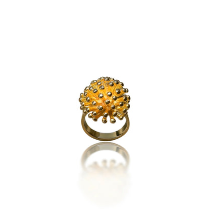 Protection Ring with Gold Porcupine Carving