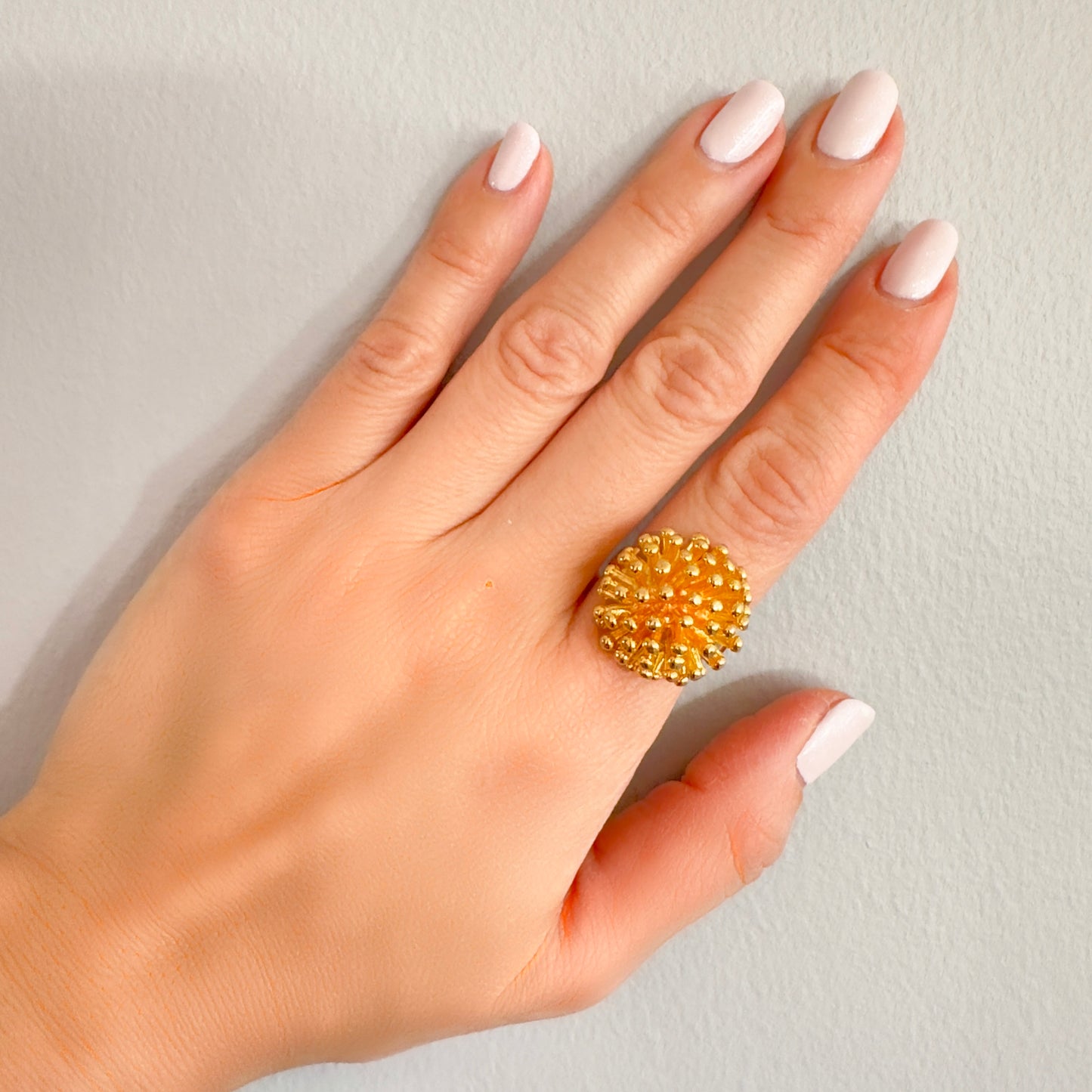 Protection Ring with Gold Porcupine Carving
