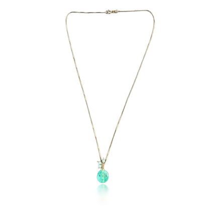 Renewal Pendant with Chrysoprase Ancient Money Carving and Gold