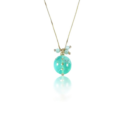 Renewal Pendant with Chrysoprase Ancient Money Carving and Gold