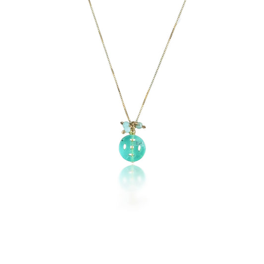 Renewal Pendant with Chrysoprase Ancient Money Carving and Gold