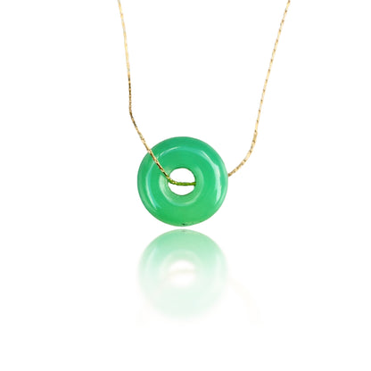 Renewal Pendant with Chrysoprase Donut and Yellow Gold