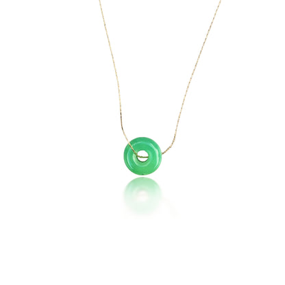 Renewal Pendant with Chrysoprase Donut and Yellow Gold