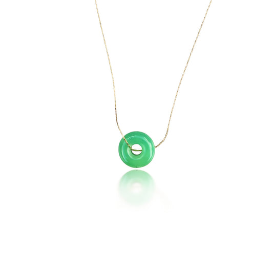 Renewal Pendant with Chrysoprase Donut and Yellow Gold