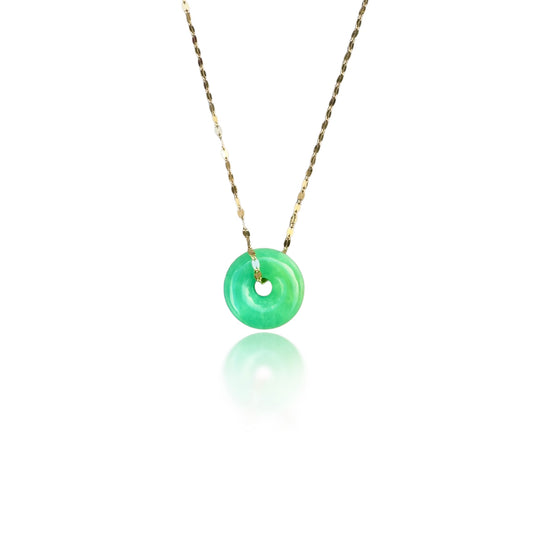 Renewal Pendant with Chrysoprase Donut and Yellow Gold