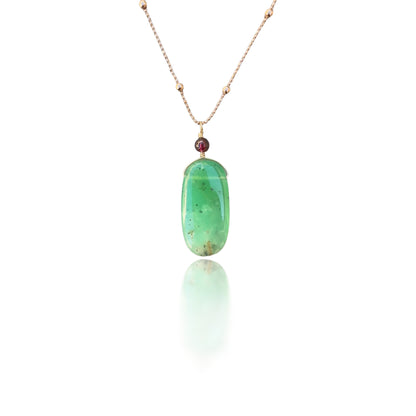 Renewal Pendant with Chrysoprase, Garnet and Rose Gold
