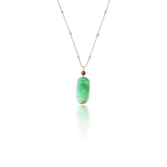 Renewal Pendant with Chrysoprase, Garnet and Rose Gold