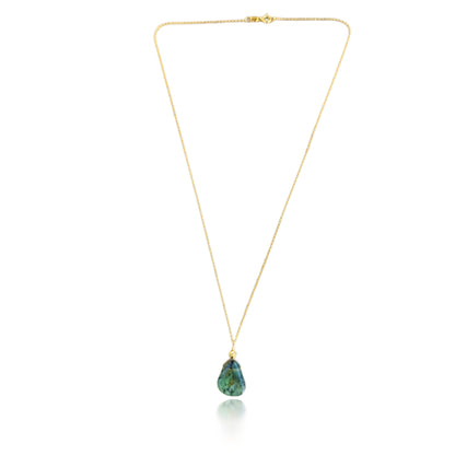 Renewal Pendant with Chrysoprase, Yellow Gold Bead