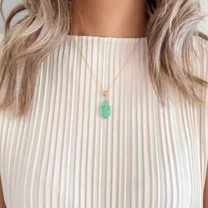 Renewal Pendant with Chrysoprase and Yellow Gold