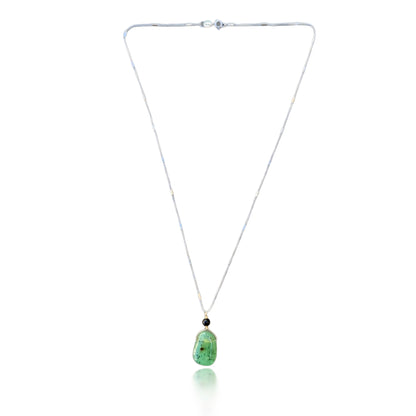 Renewal Pendant with Chrysoprase, Onyx and Silver Chain