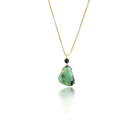 Renewal Pendant with Chrysoprase, Onyx and Yellow Gold