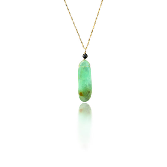 Renewal Pendant with Chrysoprase, Onyx and Gold chain