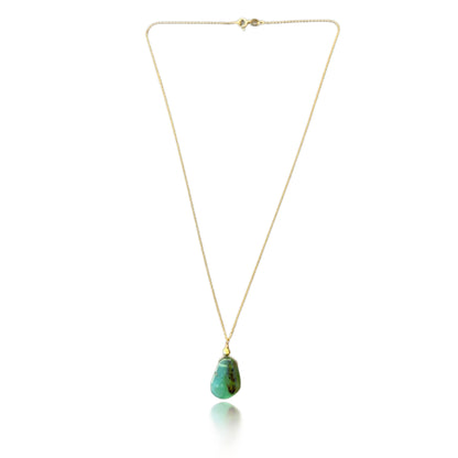 Renewal Pendant with Chrysoprase, Yellow Gold Bead