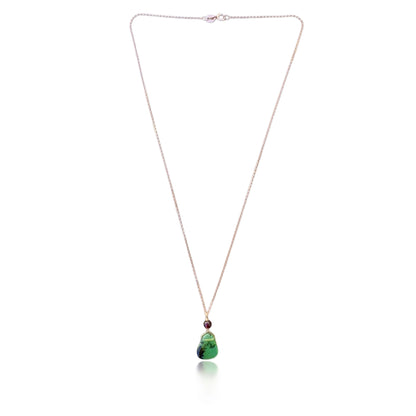 Renewal Pendant with Chrysoprase, Garnet and Rose Gold