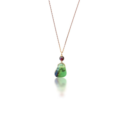 Renewal Pendant with Chrysoprase, Garnet and Rose Gold