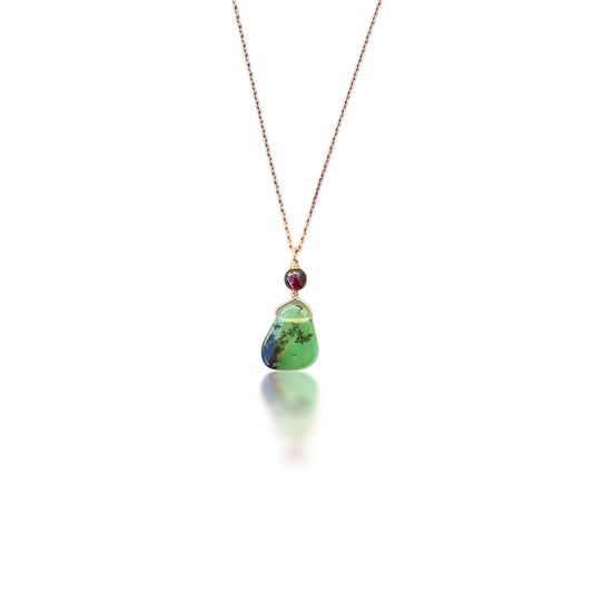 Renewal Pendant with Chrysoprase, Garnet and Rose Gold