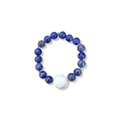 Self-awareness Bracelet with Lapis, Burma Jade Carving