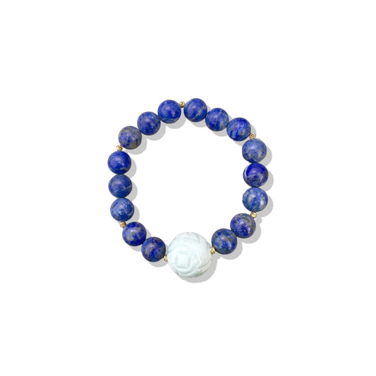 Self-awareness Bracelet with Lapis, Burma Jade Carving