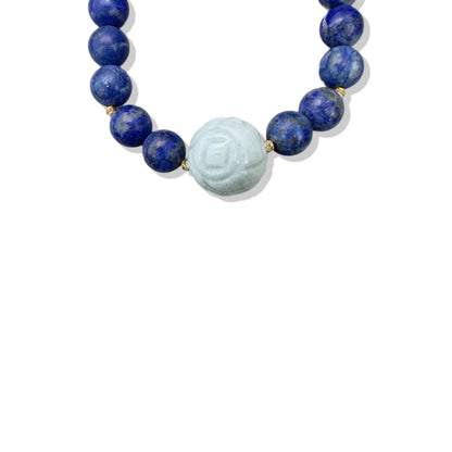 Self-awareness Bracelet with Lapis, Burma Jade Carving