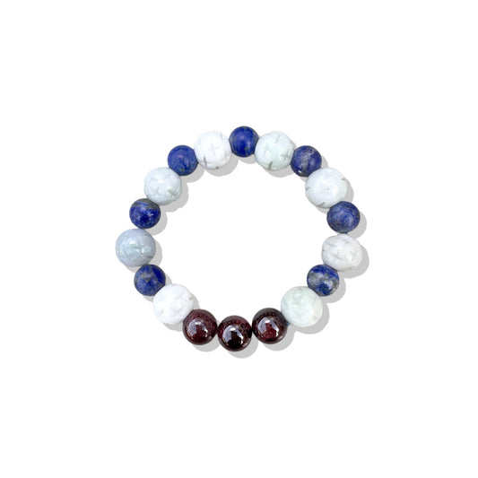Self-awareness Bracelet with Lapis, Burma Jade and Garnet