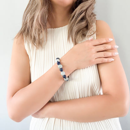 Self-awareness Bracelet with Lapis, Burma Jade and Garnet