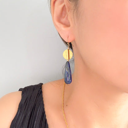 Self-awareness Earrings with Lapis and Gold Hammer Bead