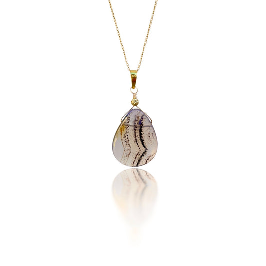 Self-confidence Pendant with Montana Agate and Gold
