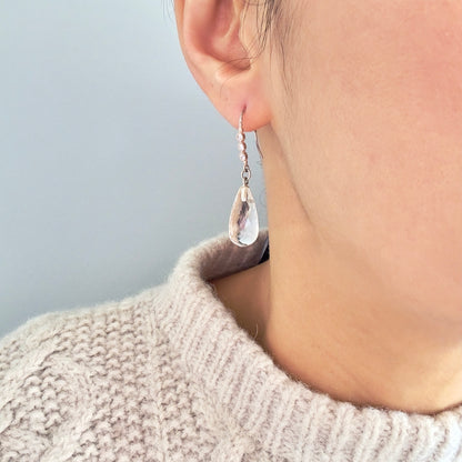 Clarity Earrings – Clear Quartz Briolette & Sterling Silver