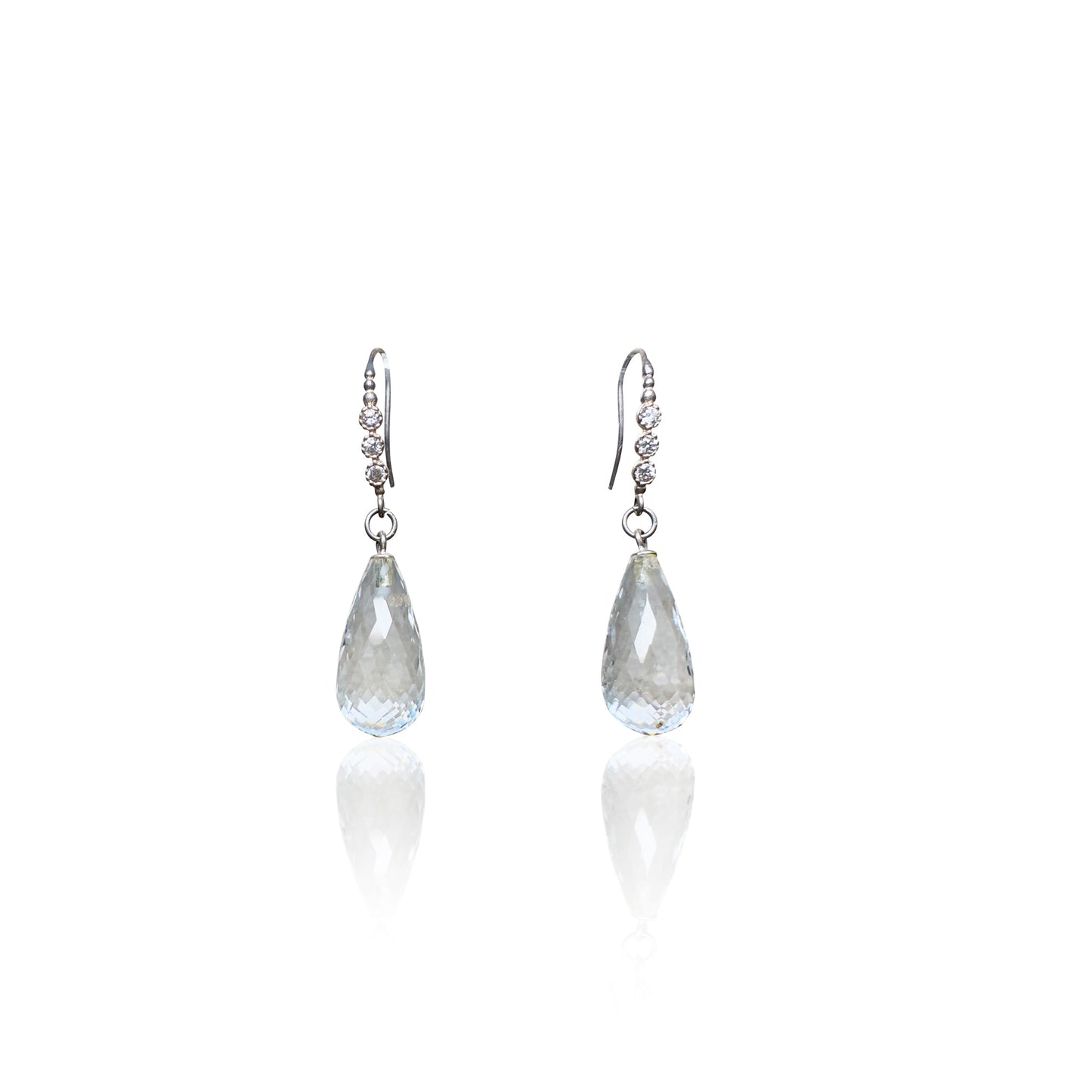 Clarity Earrings – Clear Quartz Briolette & Sterling Silver