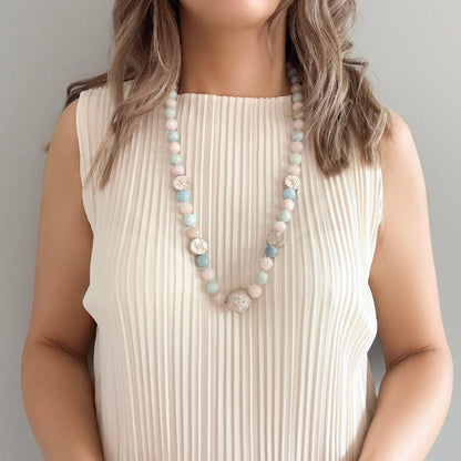 Tranquillity Necklace with Mix Beryl and Pure Silver Bead