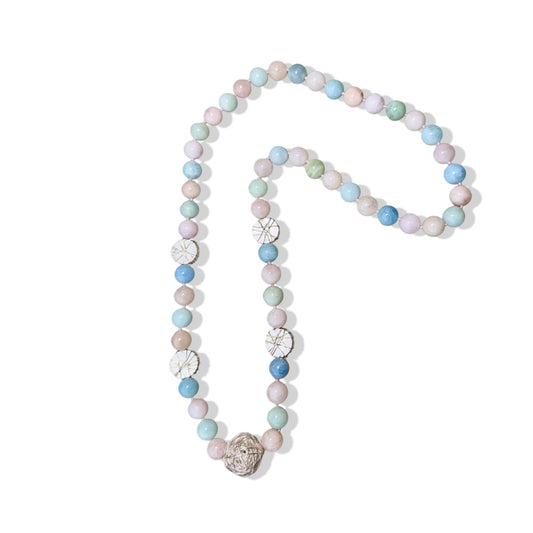 Tranquillity Necklace with Mix Beryl and Pure Silver Bead