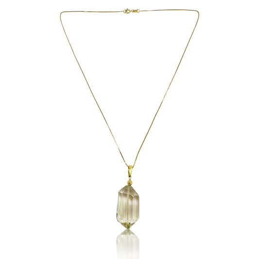 Clarity Pendant – Clear Quartz & Yellow Gold