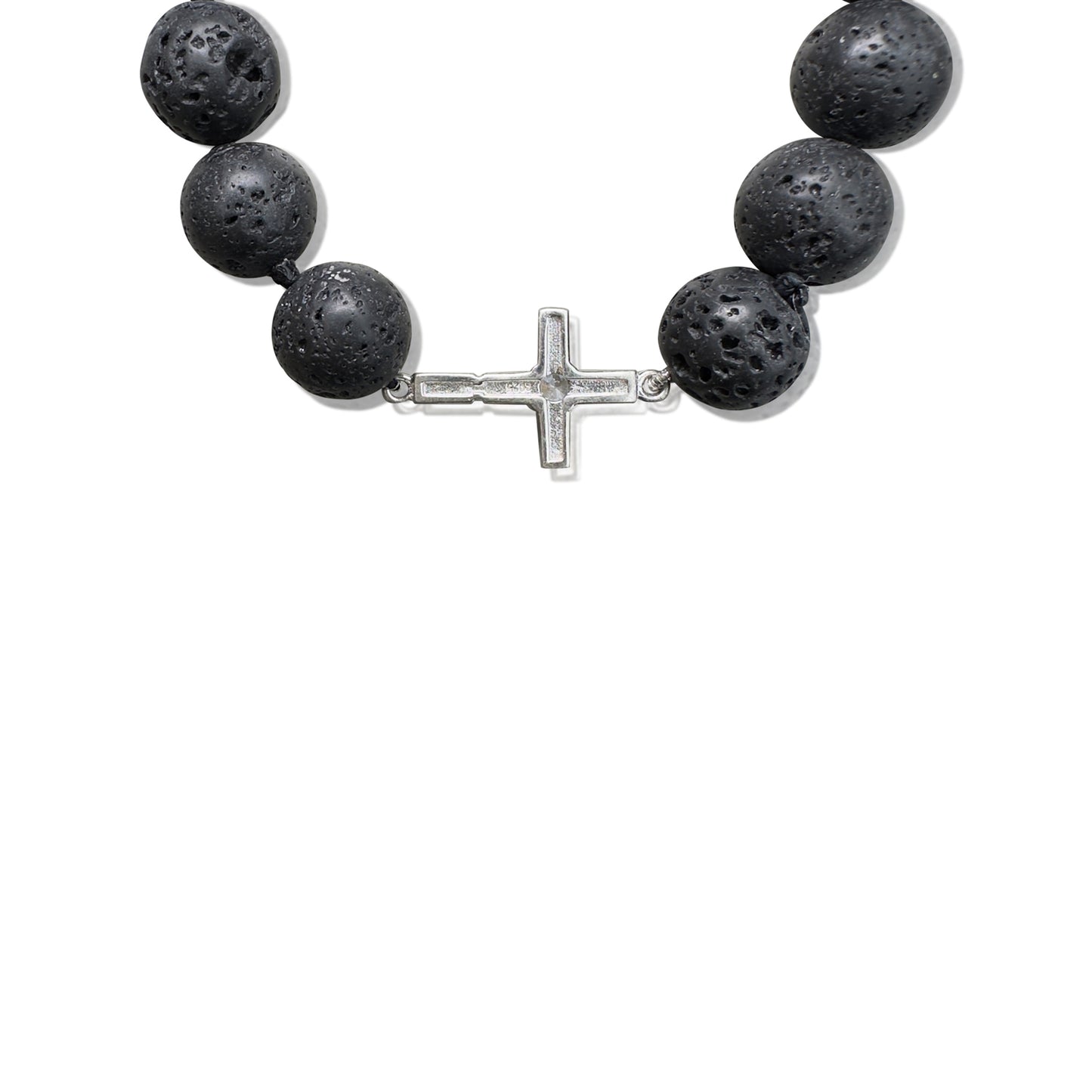 Grounding Bracelet – Black Lava & Silver Cross
