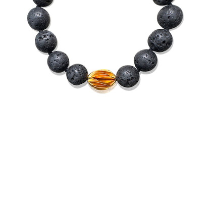 Grounding Bracelet – Black Lava & Yellow Gold