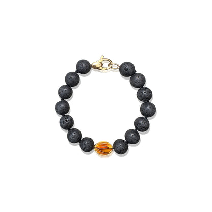 Grounding Bracelet – Black Lava & Yellow Gold