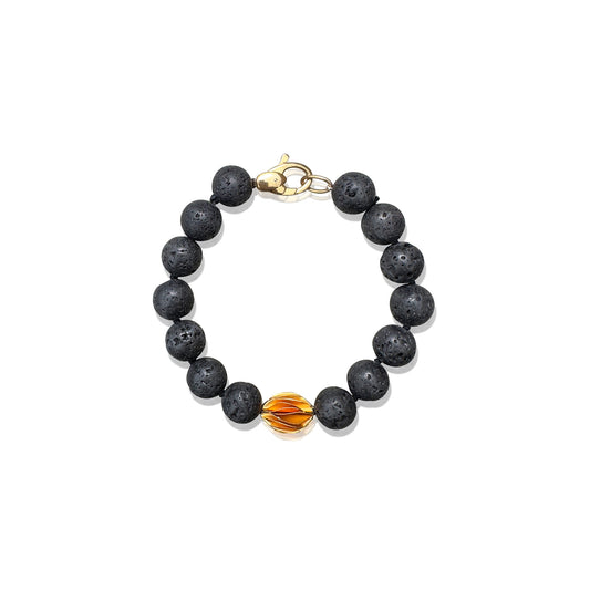Grounding Bracelet – Black Lava & Yellow Gold