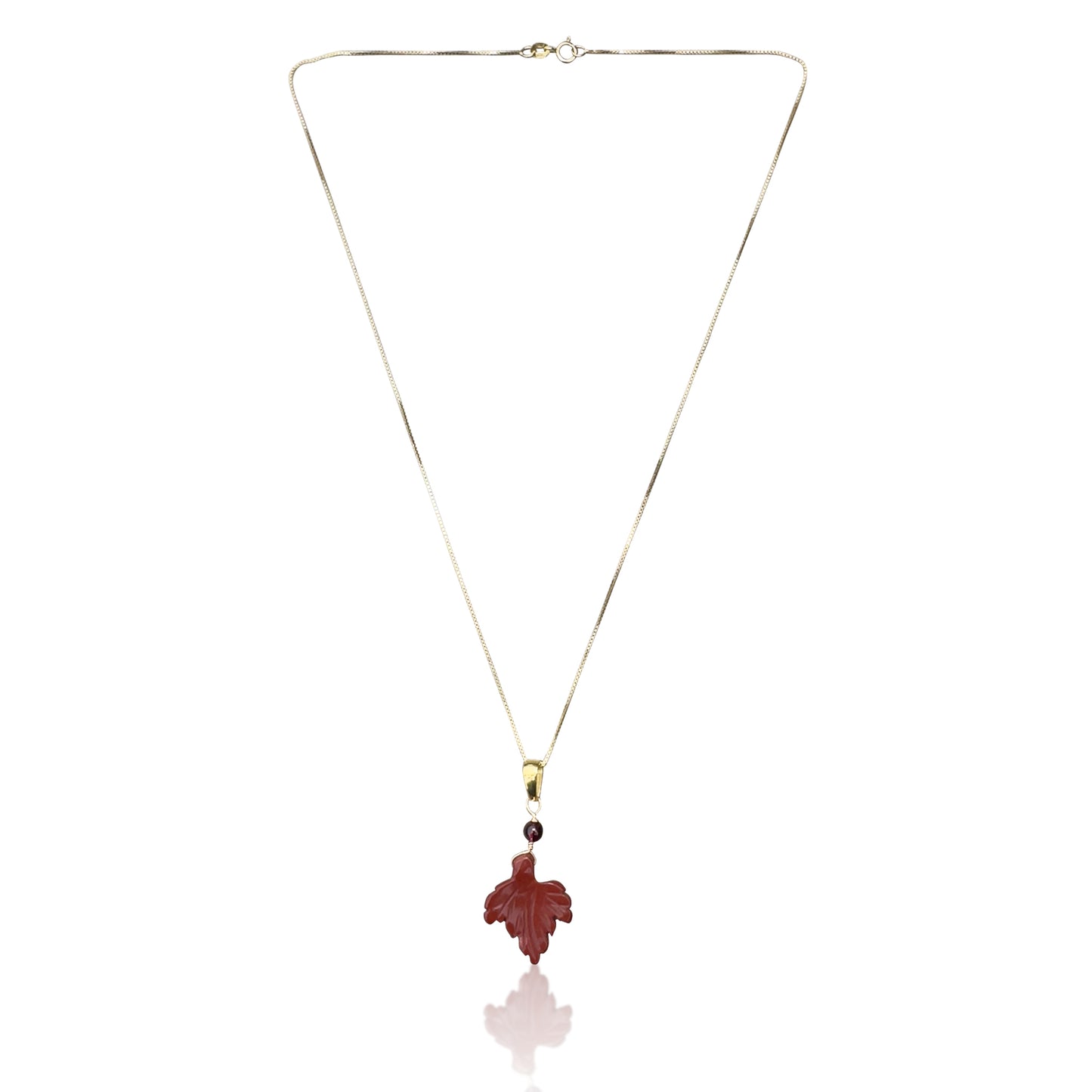 Grounding Pendant – Jasper Leaf, Garnet & Yellow Gold